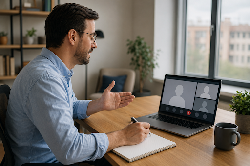 Man sitting at a computer