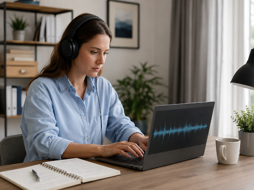 Woman typing on computer