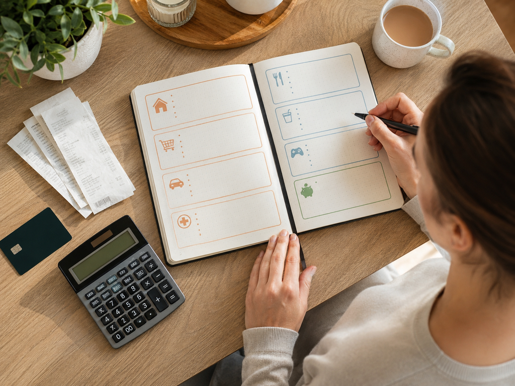 woman writing in a financial journal about best free financial wellness tools for managing money