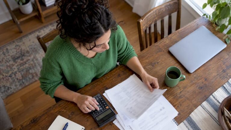 Woman reviewing tax bracket calculations