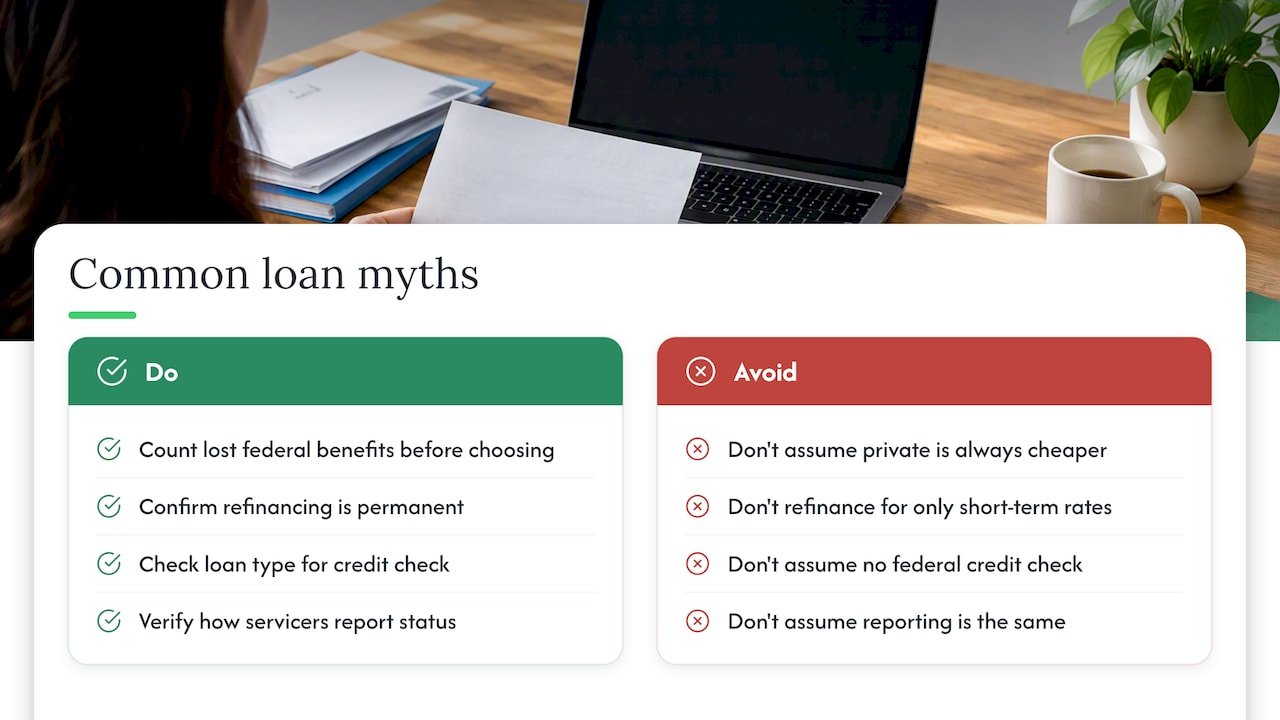 Common myths about federal vs. private loans — overview diagram